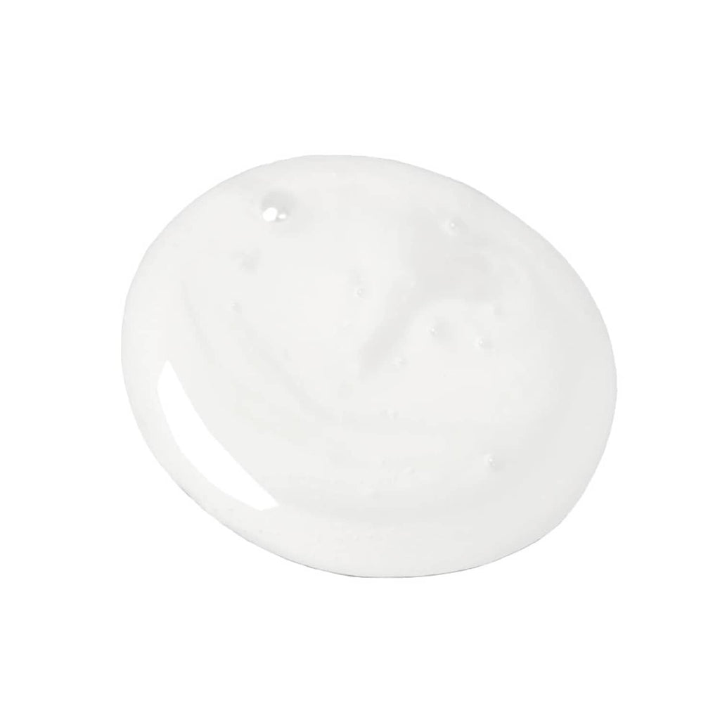 White creamy shampoo texture swatch, glossy gel-like mound
