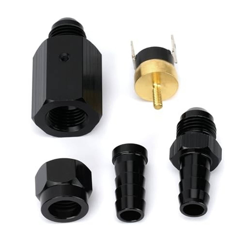 In-line thermostat switch parts set: black hex fittings and gold-contact sensor switch