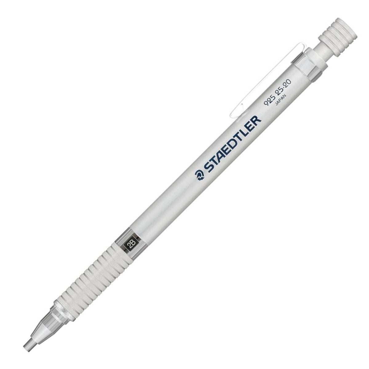 Silver Staedtler 2.0mm mechanical pencil with ridged grip and clip