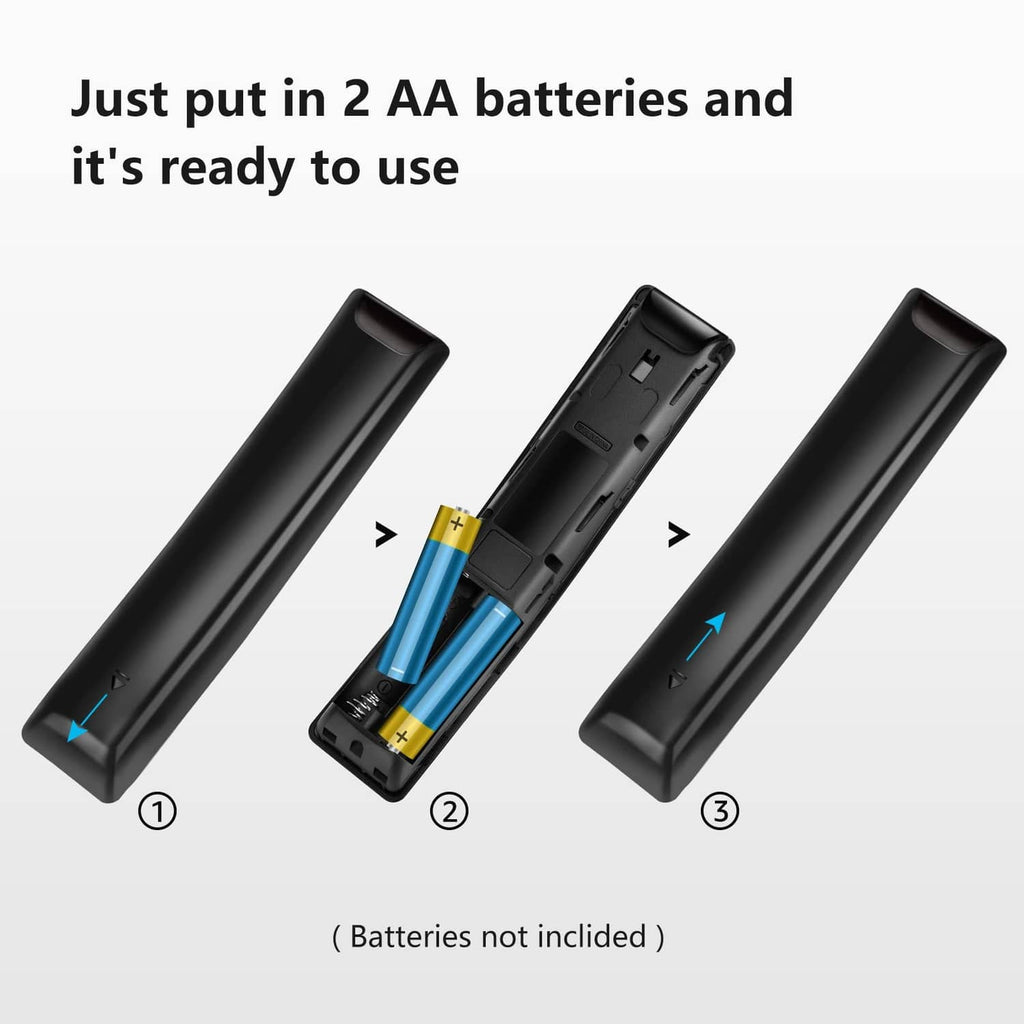 Black TV remote battery compartment with open cover and AA battery slots