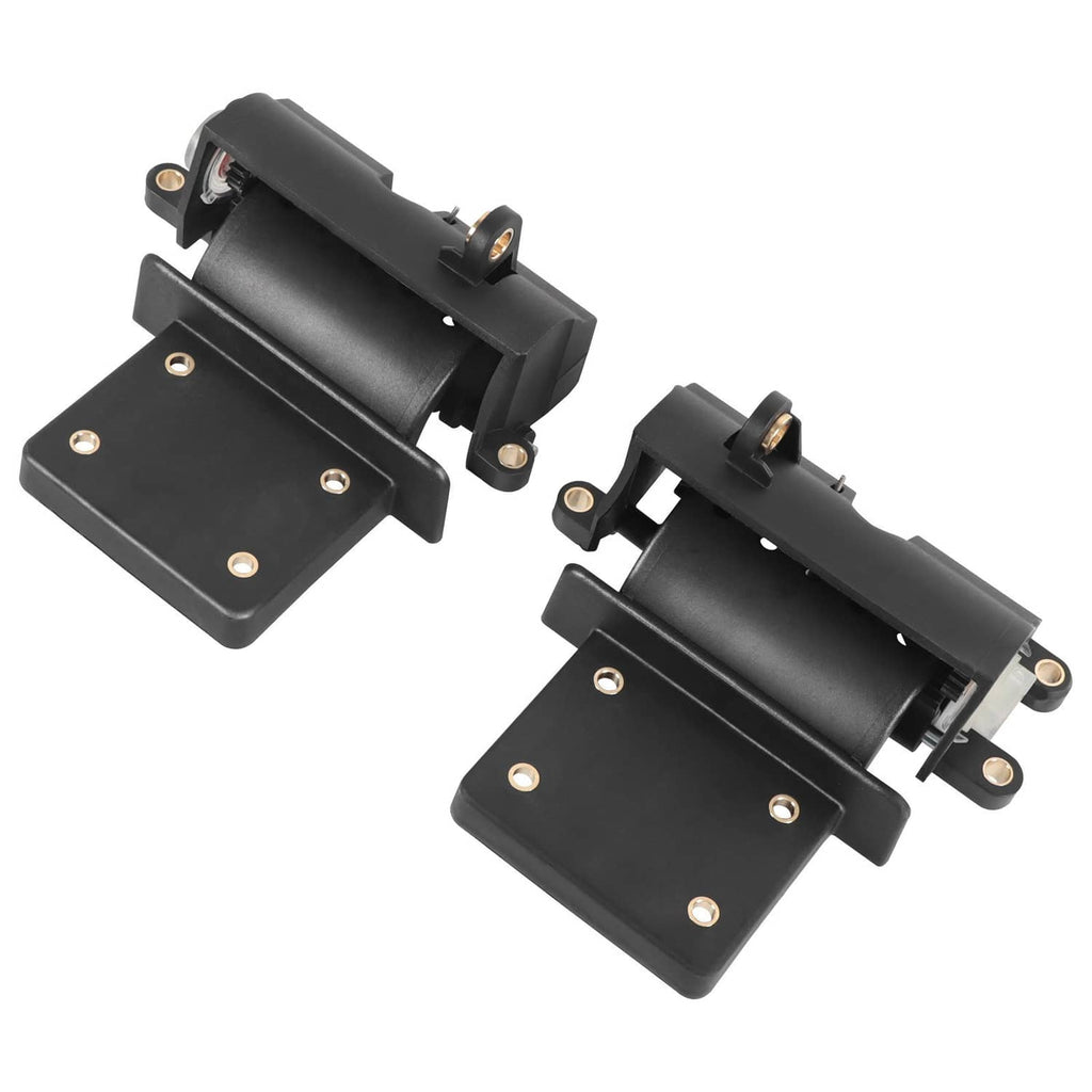 Black glove box hinge assembly with plates and mounting pins