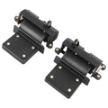 Black glove box hinge assembly with plates and mounting pins