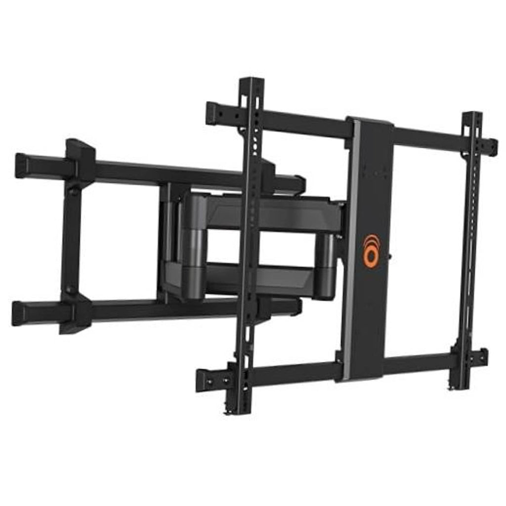 Full-motion TV wall mount bracket in black, extendable arms with mounting plate