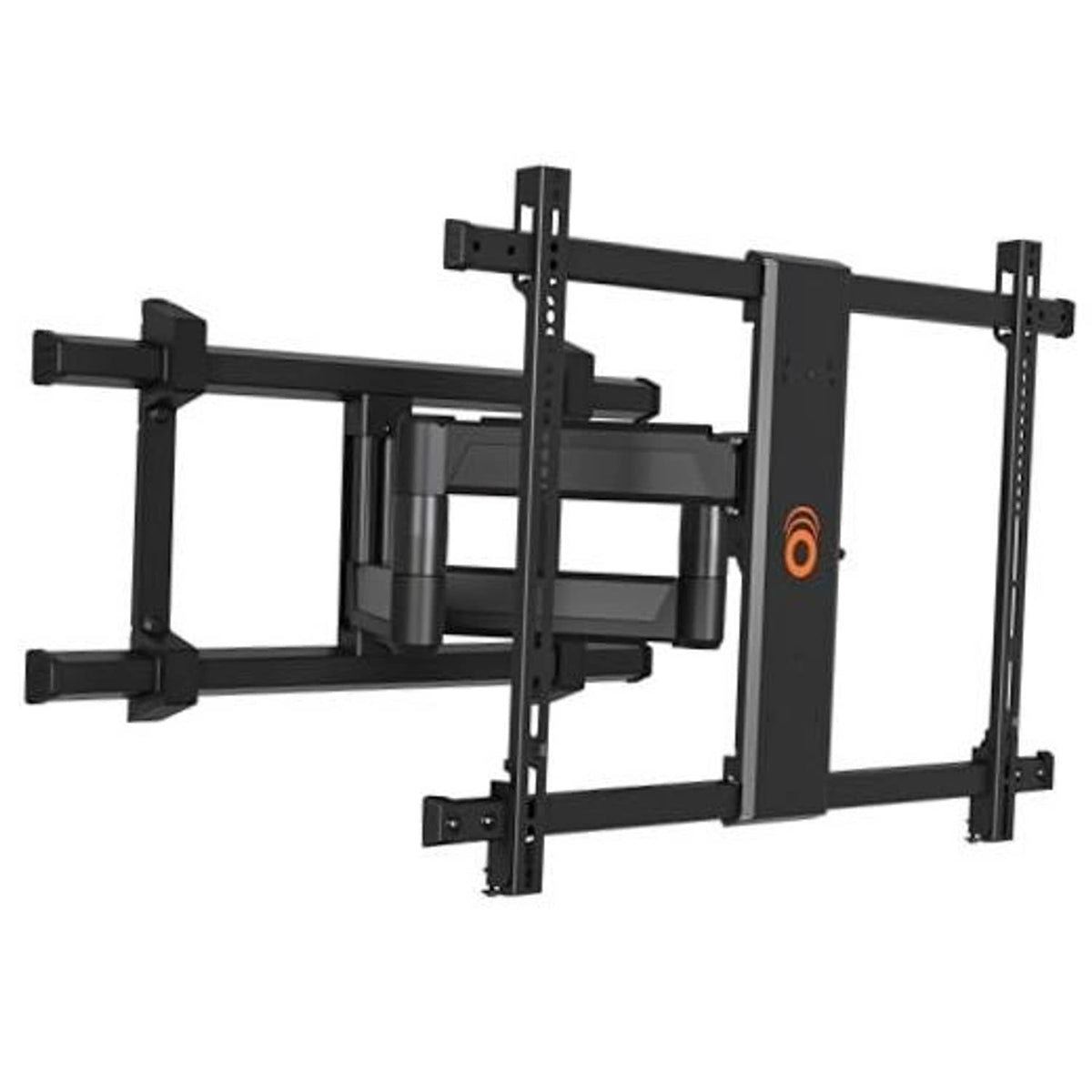 Full-motion TV wall mount bracket in black, extendable arms with mounting plate