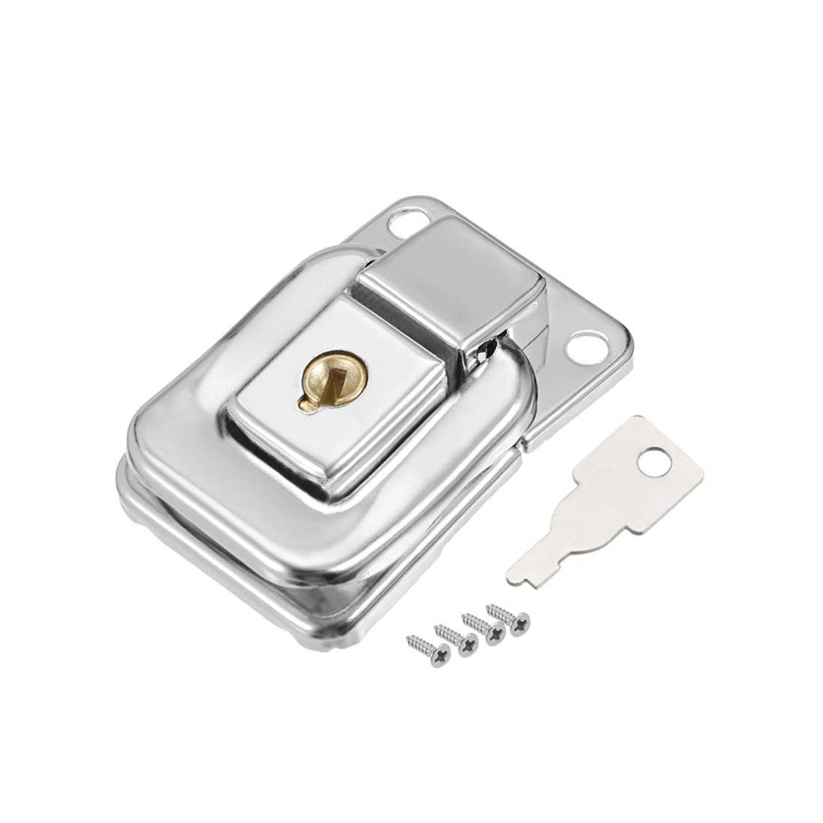 Small metal suitcase hasp latch with mounting plate and screws, 2 pieces