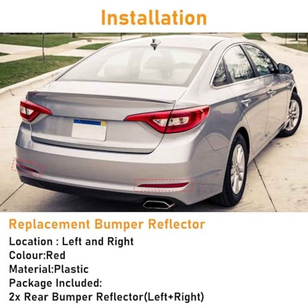 Installation view of red rear bumper reflector replacement on left and right