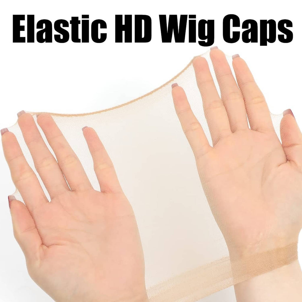 Elastic transparent HD wig cap stretched wide, thin sheer nylon mesh