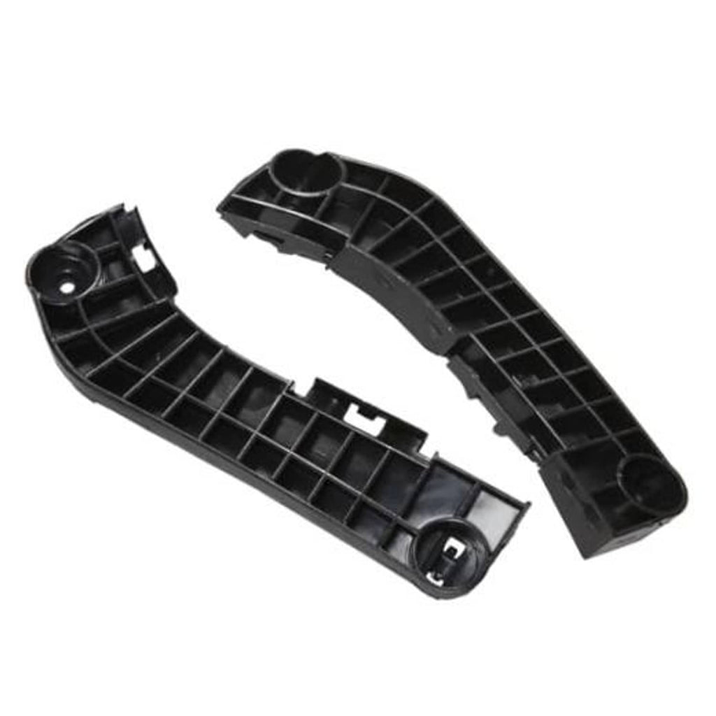 Pair of black front bumper brackets with grid pattern and mounting tabs