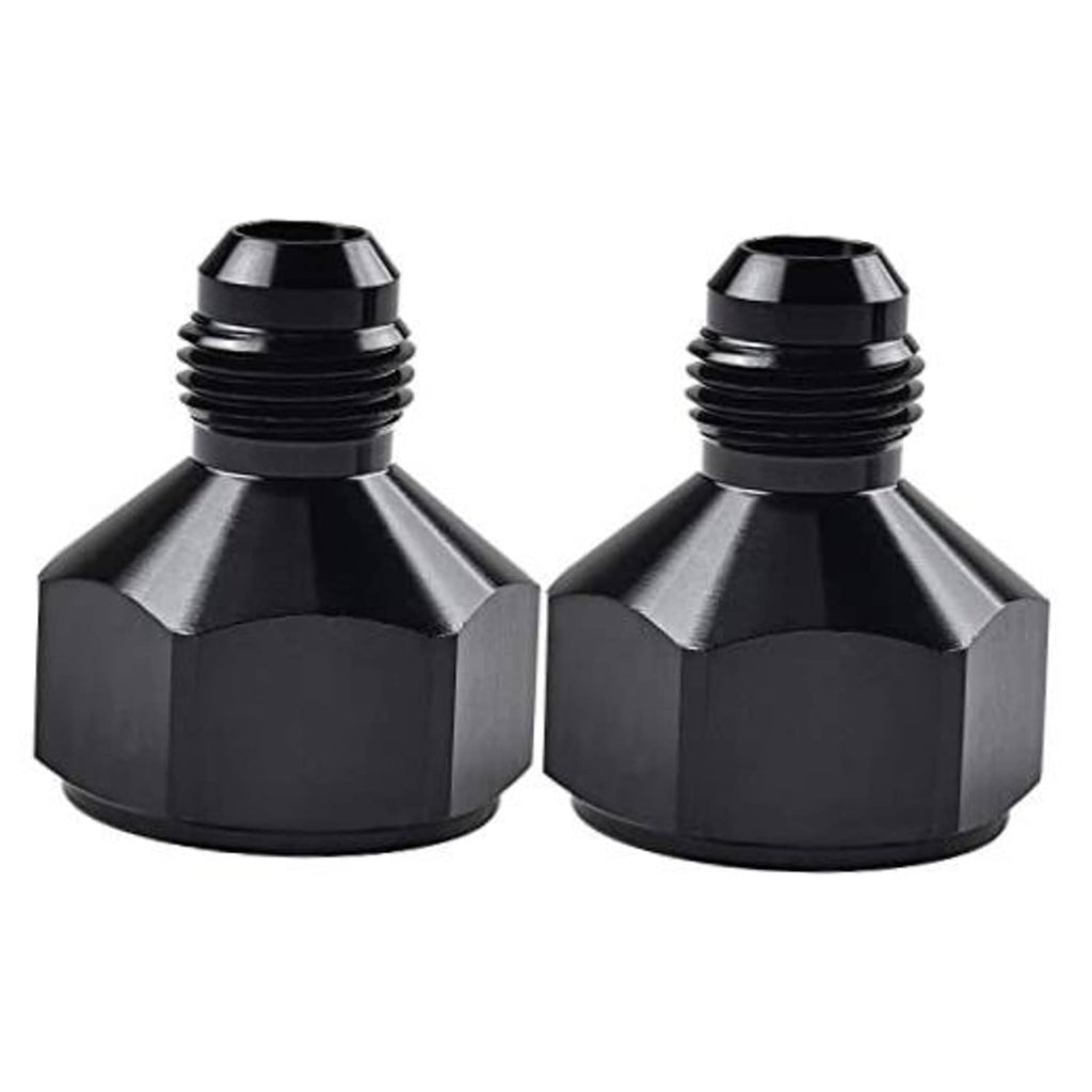 Black AN flare reducer adapter set, two-piece, 10AN female to 8AN male