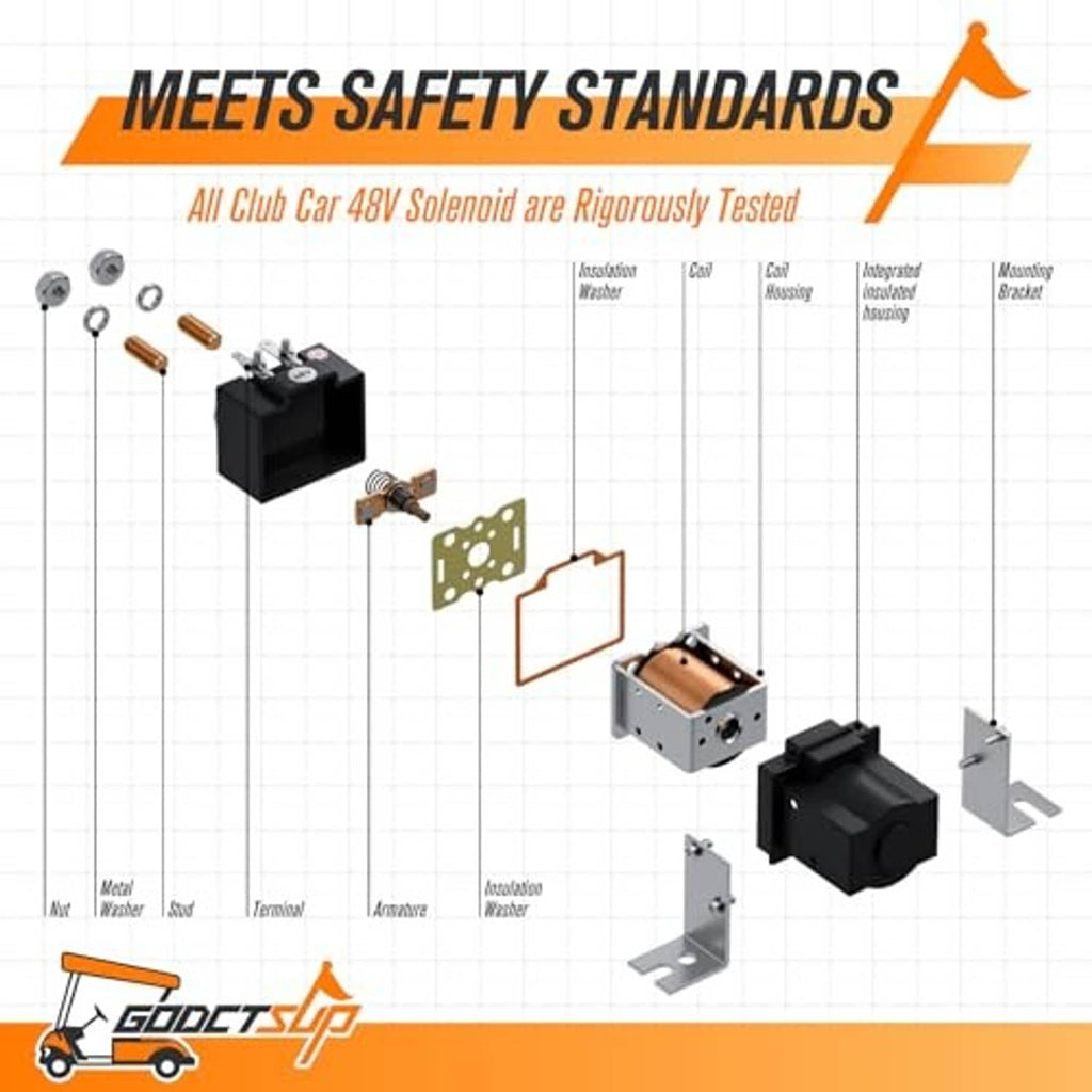 Solenoid kit with insulated housing, mounting bracket, terminals and hardware parts