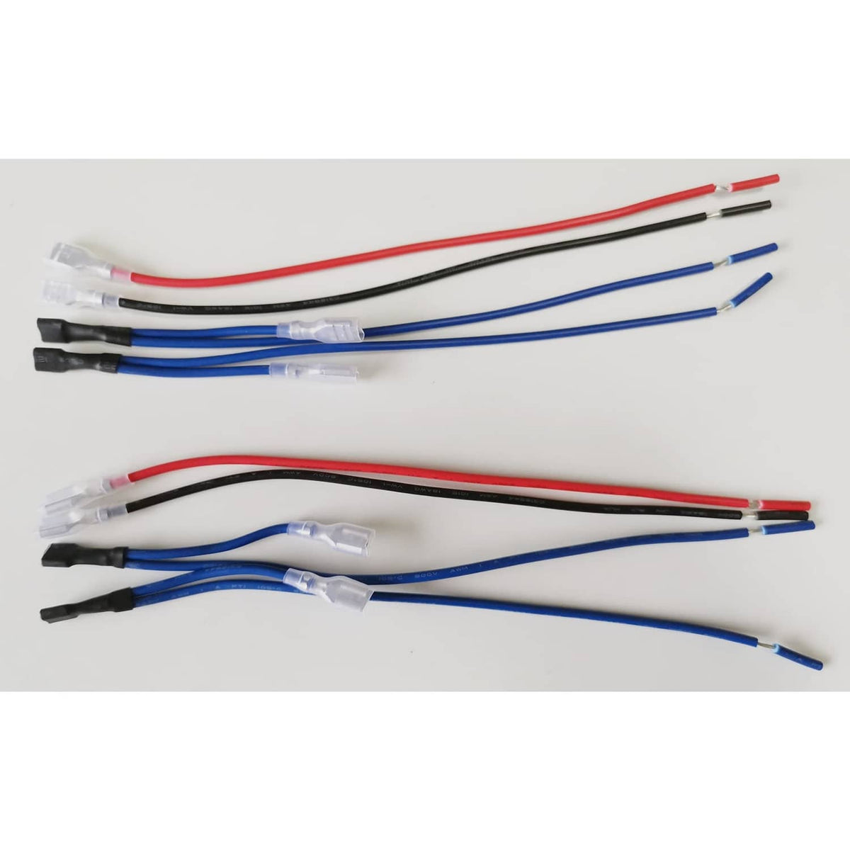 Wired harness with red, blue, black leads and 6-pin plug for DPDT rocker switch
