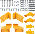 Yellow hydro transmission mounting brackets kit with corner and curved brackets plus bolts