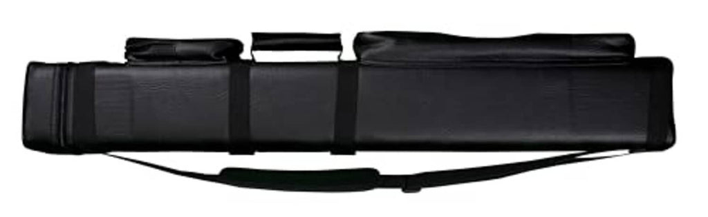 Black pool cue carrying case with top handle and long carry strap