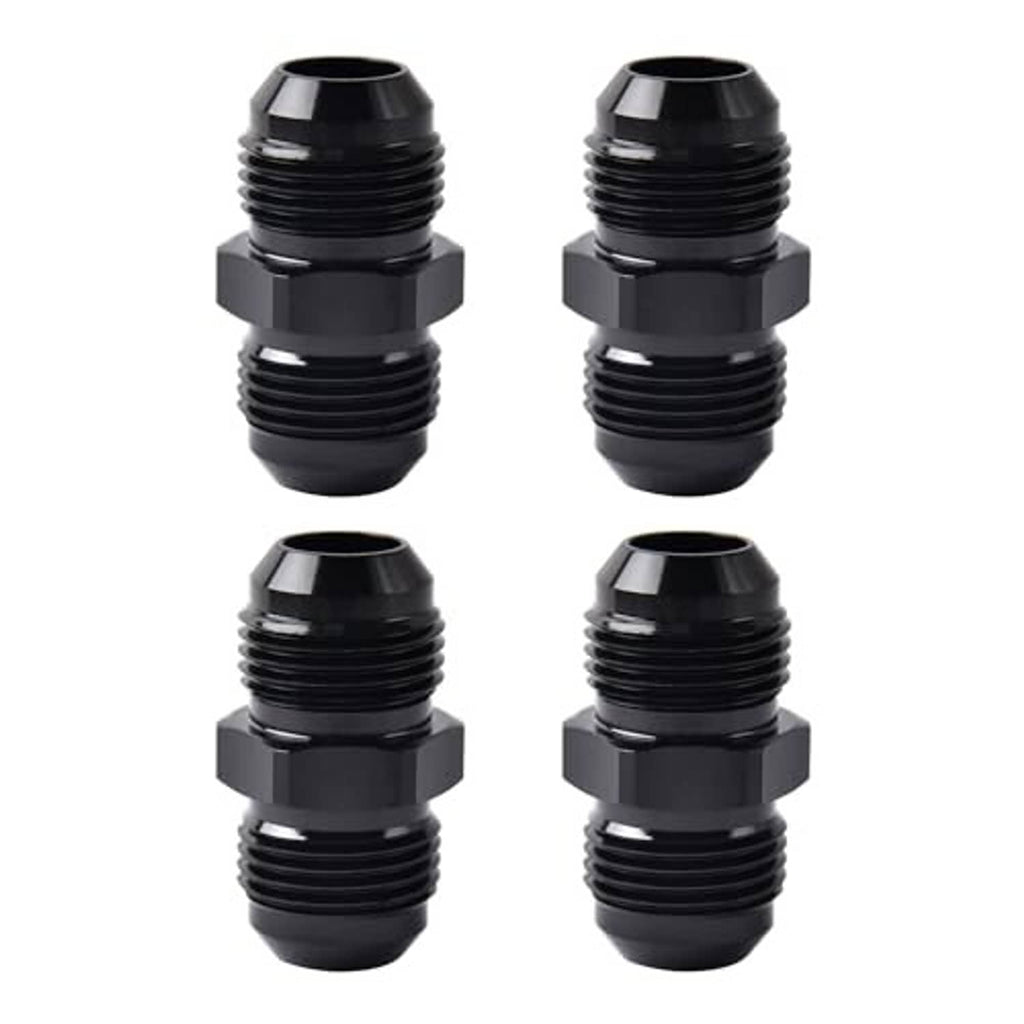Black 10AN male-to-male straight fuel hose coupler union, 4-pack set