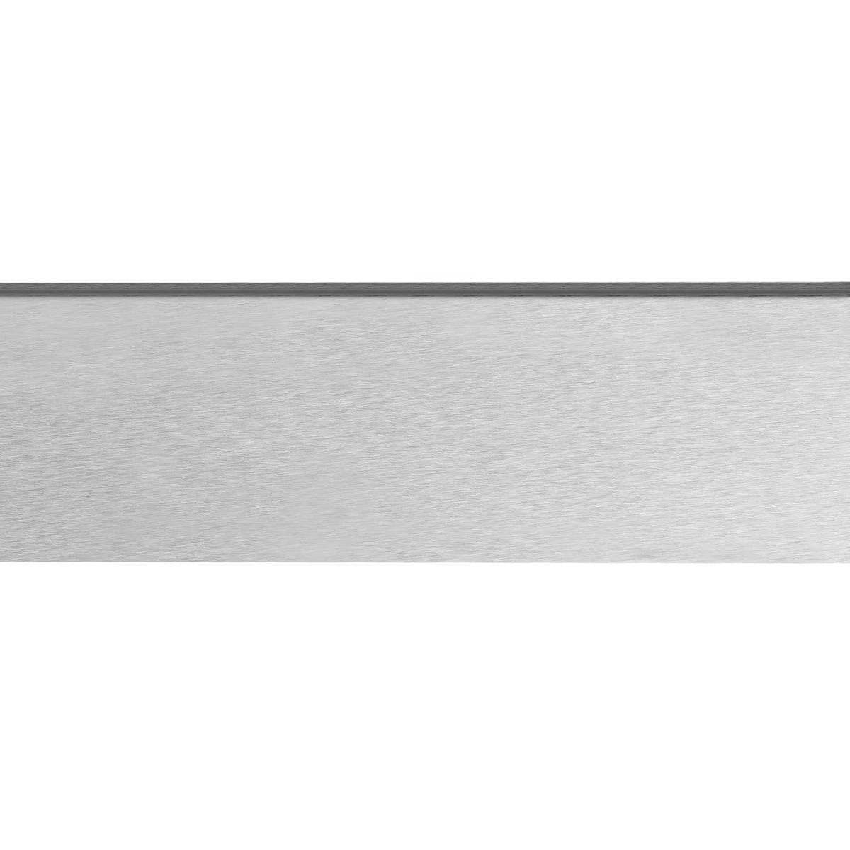 Brushed stainless steel corner guard strip with smooth flat face and clean edges
