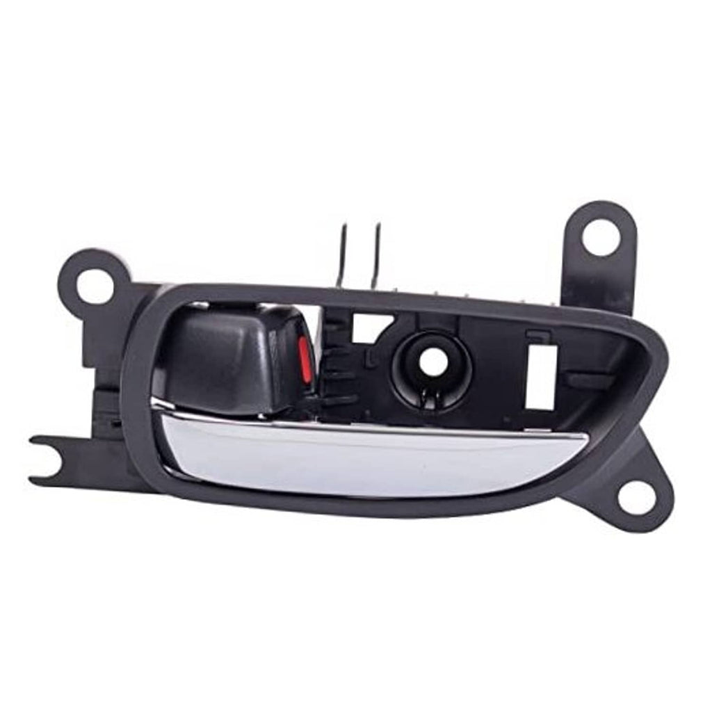 Chrome and black front interior door handle with bezel and mounting posts