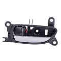 Chrome and black front interior door handle with bezel and mounting posts