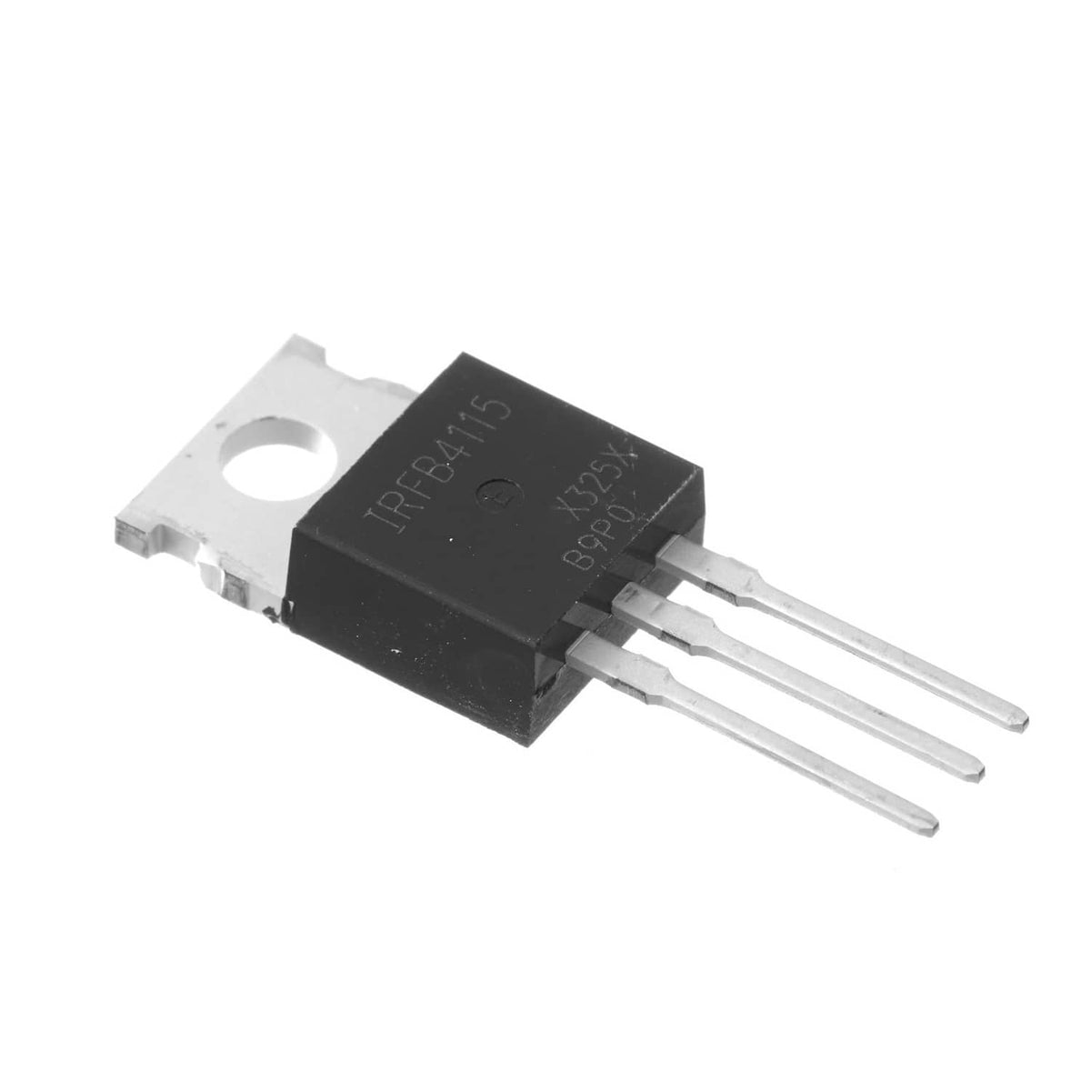 N-channel MOSFET transistor with black tab body and three silver leads
