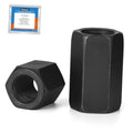 Black hex coupling nuts with internal threads, set of 2