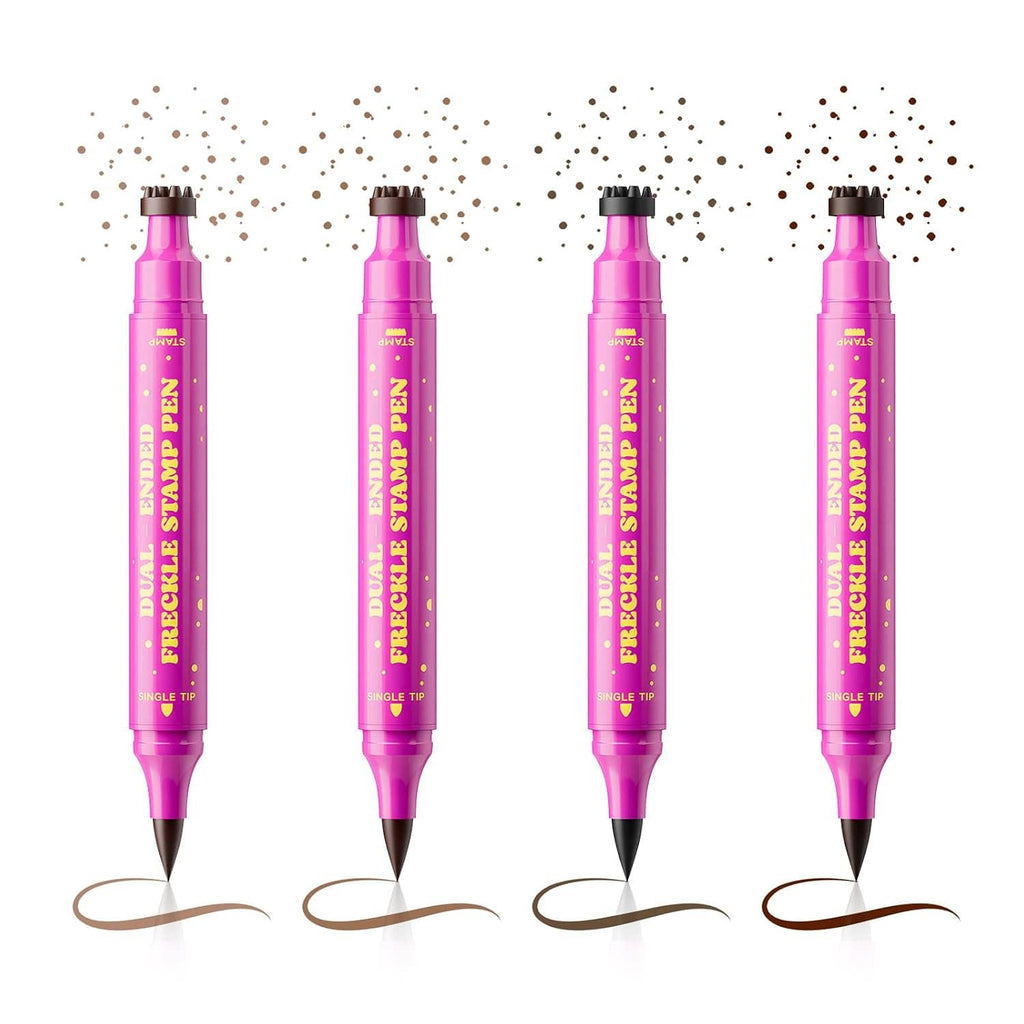 Set of dual-ended pink freckle stamp pens with sponge stamp tips and precision ends