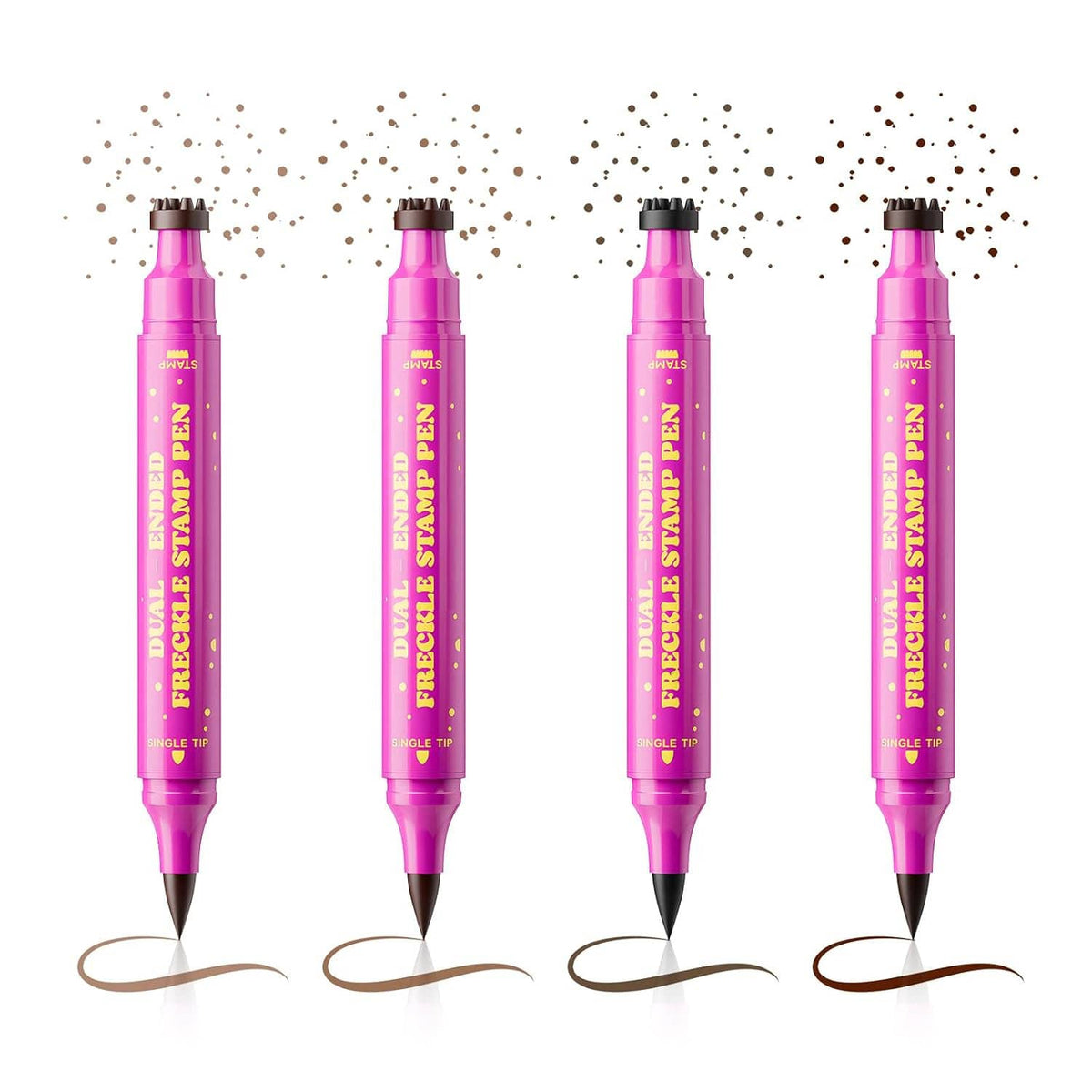 Set of dual-ended pink freckle stamp pens with sponge stamp tips and precision ends