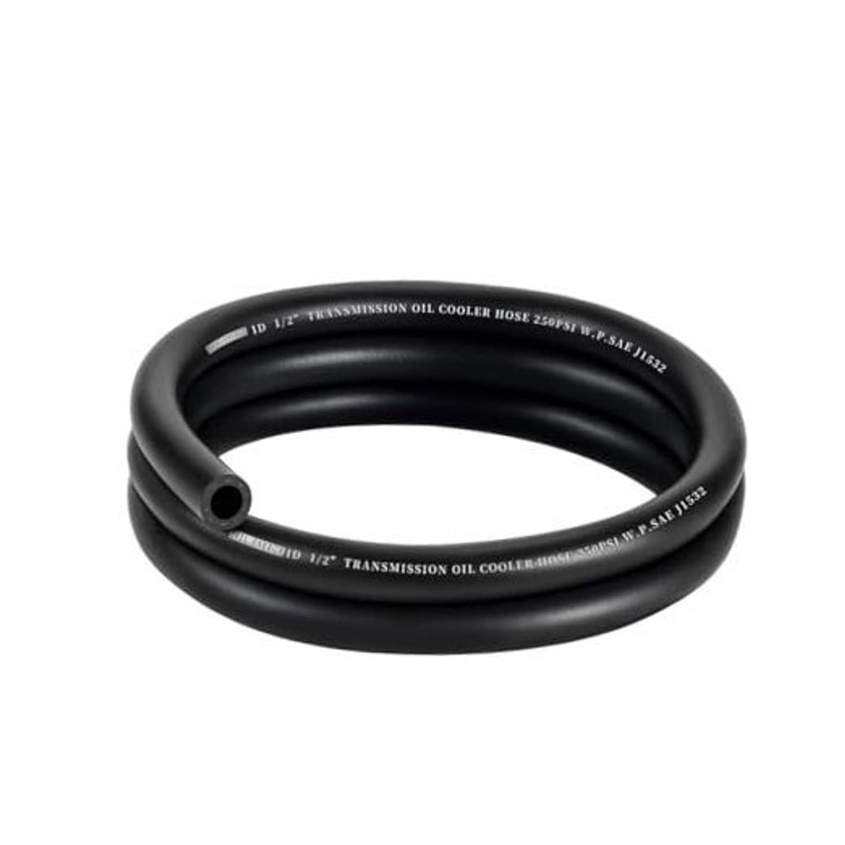 Black transmission oil cooler hose, coiled, 1/2 in ID, 5 ft
