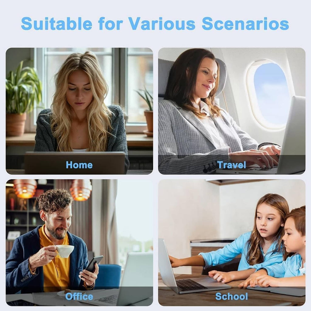 65W USB-C AC adapter with compatible charging scenarios for home, travel, and office