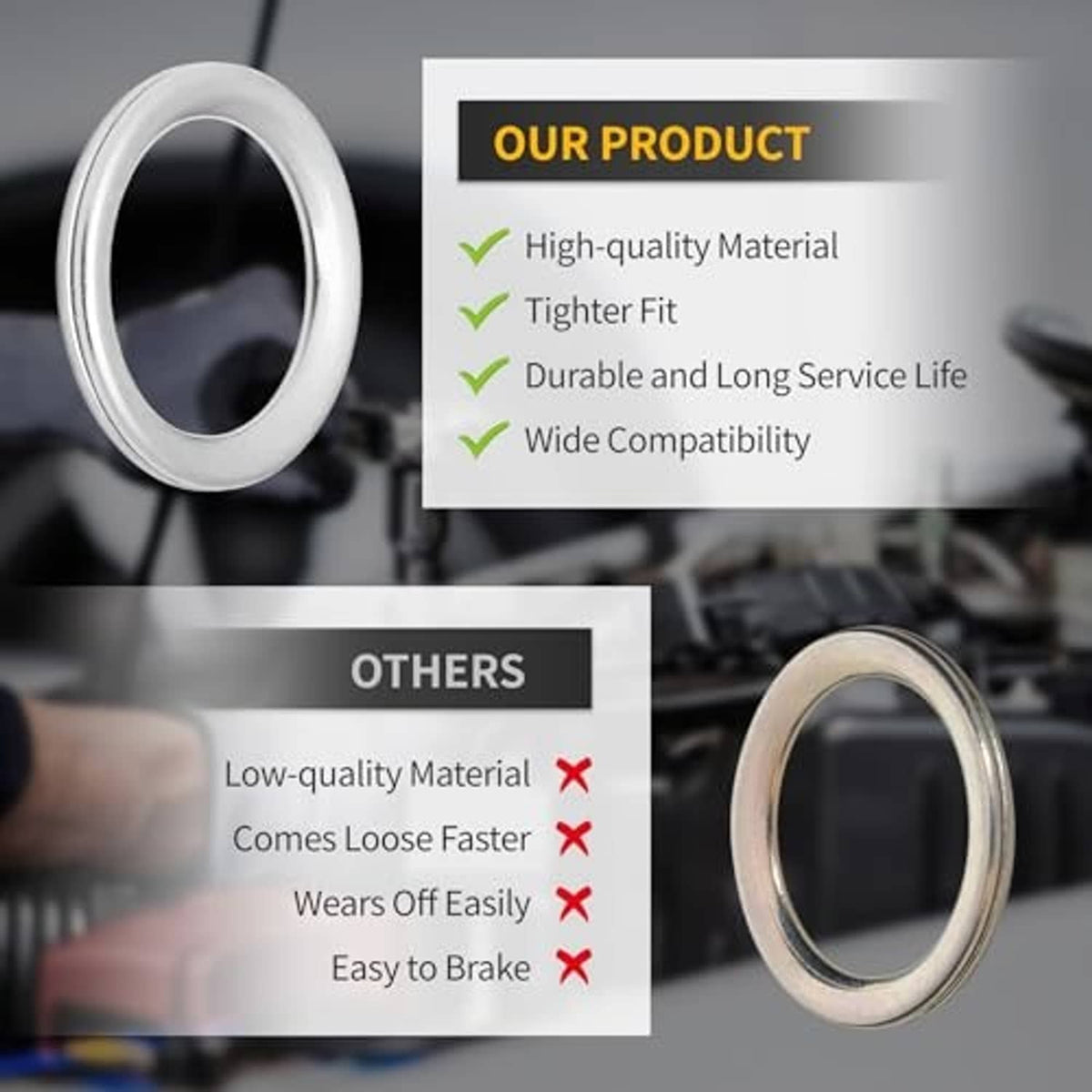 Silver metal crush washer ring shown in front view.