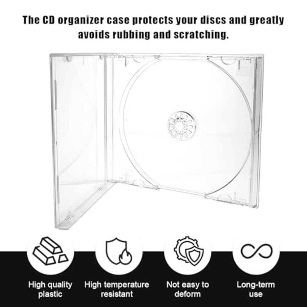 Clear open CD jewel case with transparent sides and circular disc holder