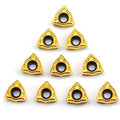 Carbide turning inserts set, triangular gold plates with round cutting hole