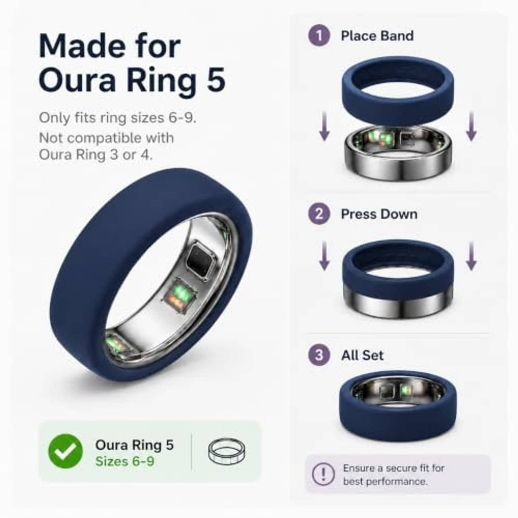 Navy silicone smart ring protector with metal interior and open window