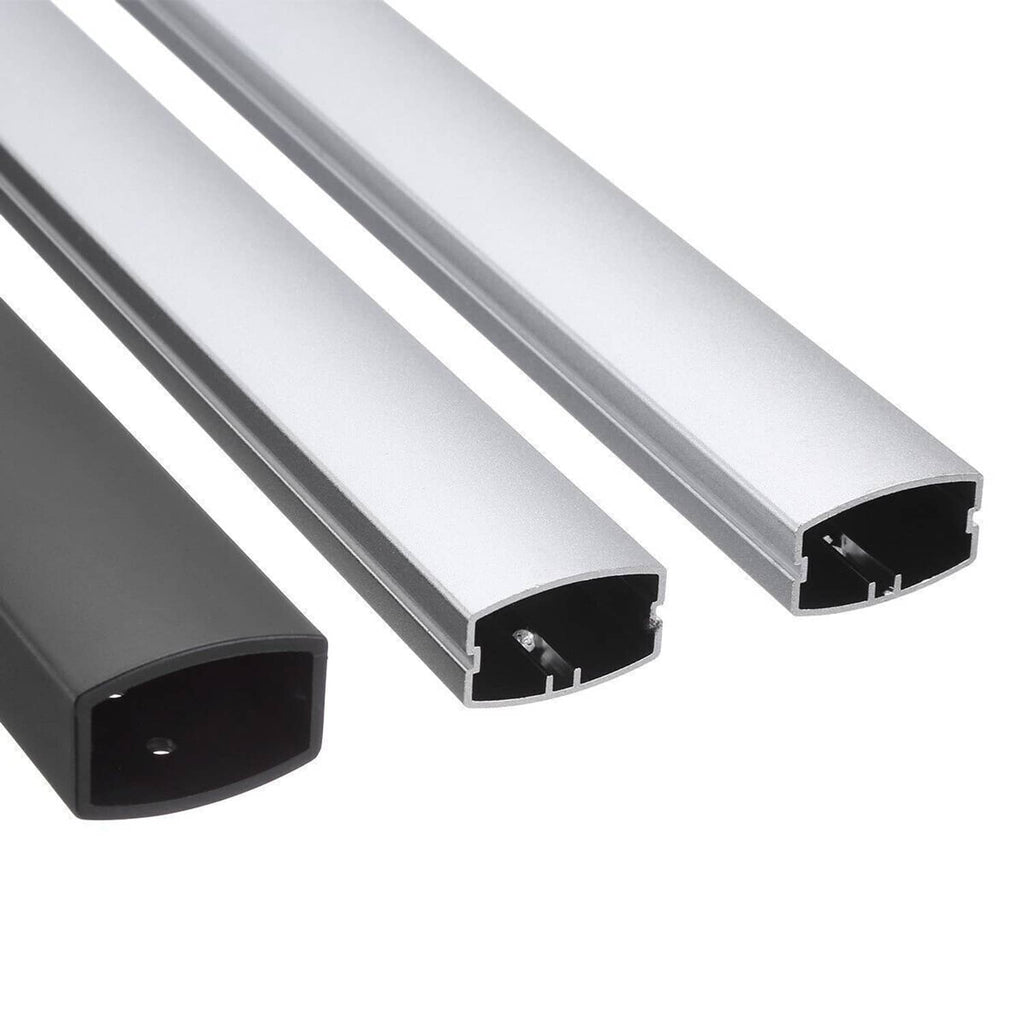 Adjustable RV screen door cross bar track with black channels and silver bars