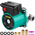 VEVOR hot water circulation pump with black motor housing and teal body, NPT ports