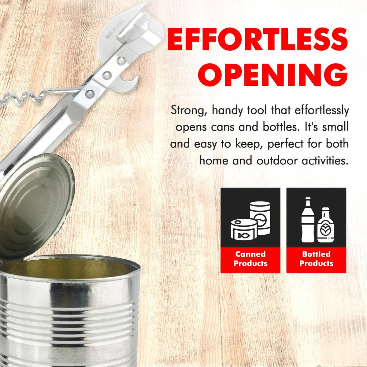 Chef Craft Select 3-in-1 can opener with spiral screw and angled lid-cutting blade