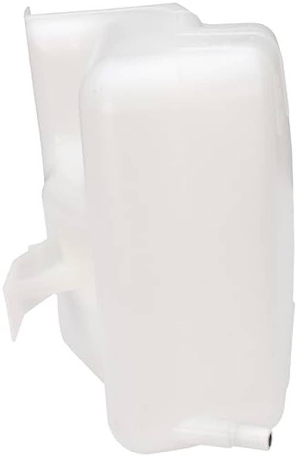 Non-pressurized coolant reservoir housing with outlet spout, white plastic