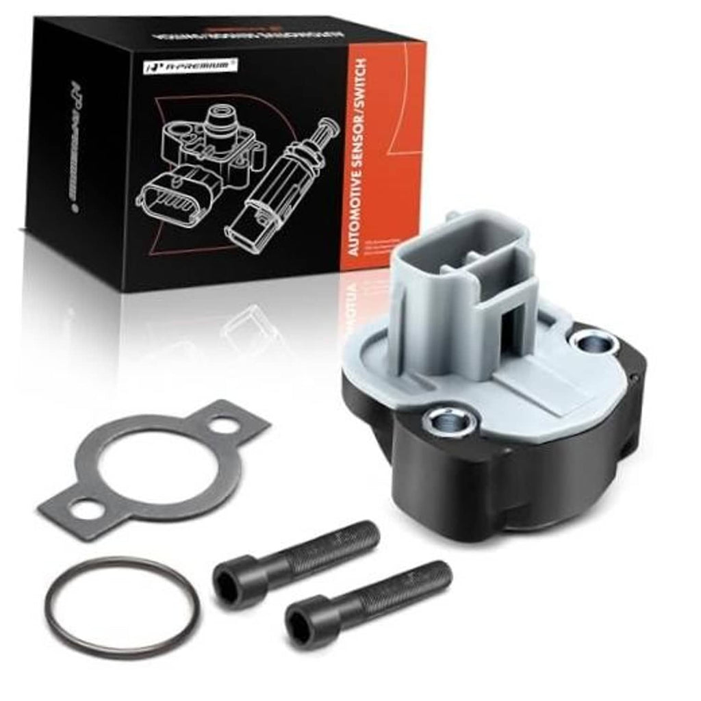 Throttle position sensor assembly with mounting gaskets and screws, gray housing and metal terminals