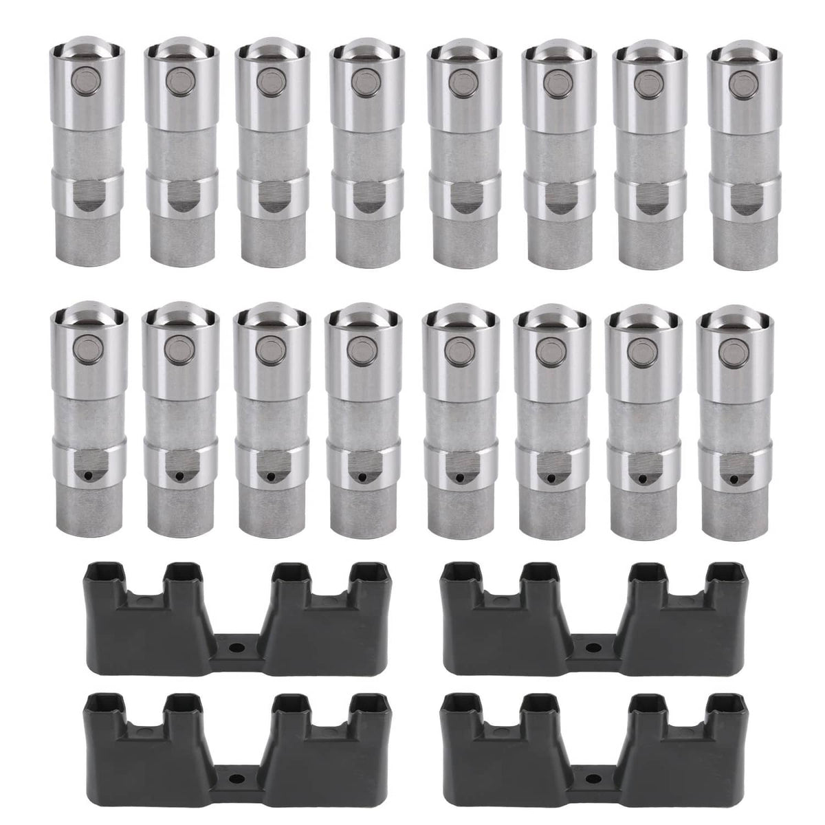 Hydraulic roller lifters and guide tray set with silver lifters and black tray