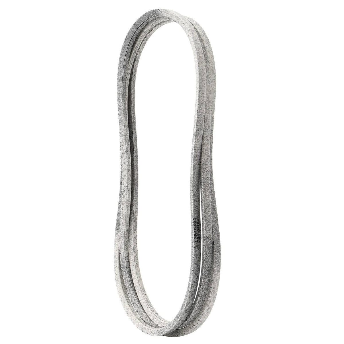 Single gray loop V-belt with smooth inner channel and fabric outer texture