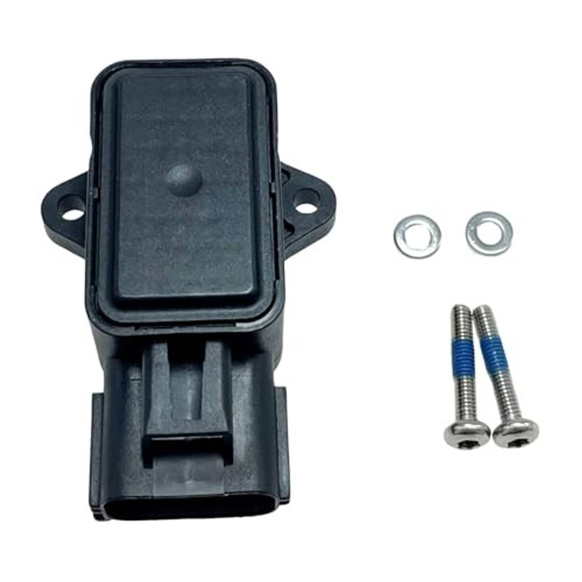 Throttle position sensor with protective cover and mounting screws, black plastic
