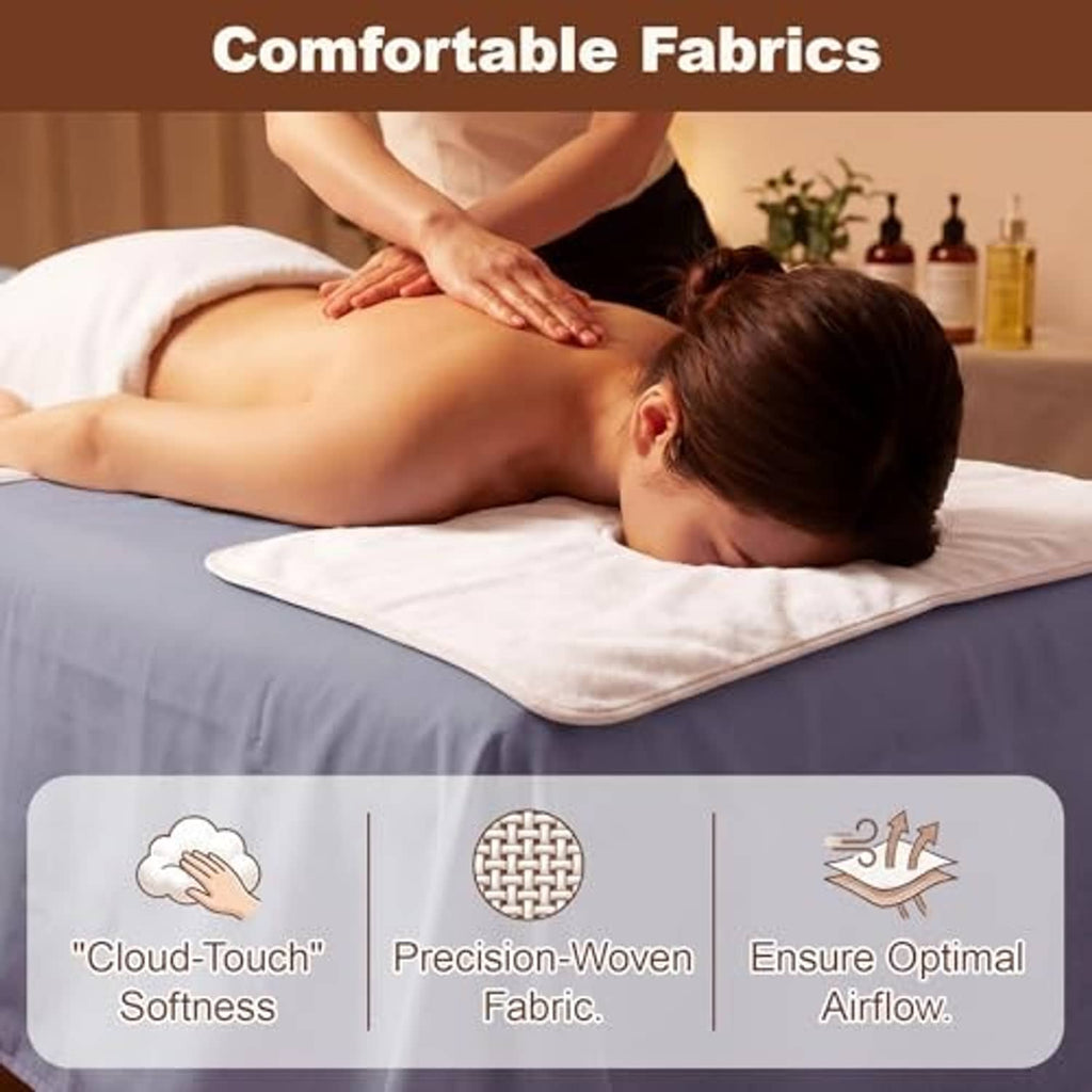 Gray massage table sheet on a treatment table during body massage