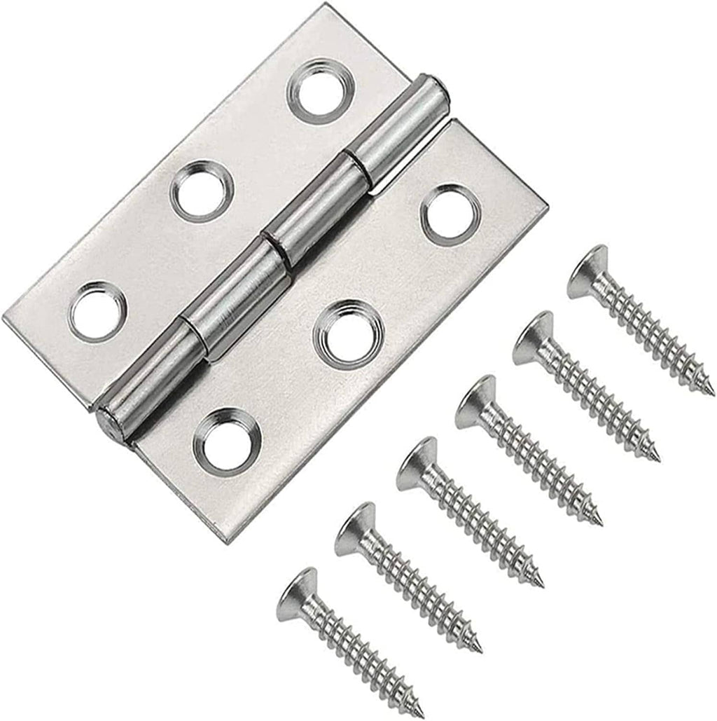 Stainless steel hinge plate with four screw holes and two-piece knuckle joint