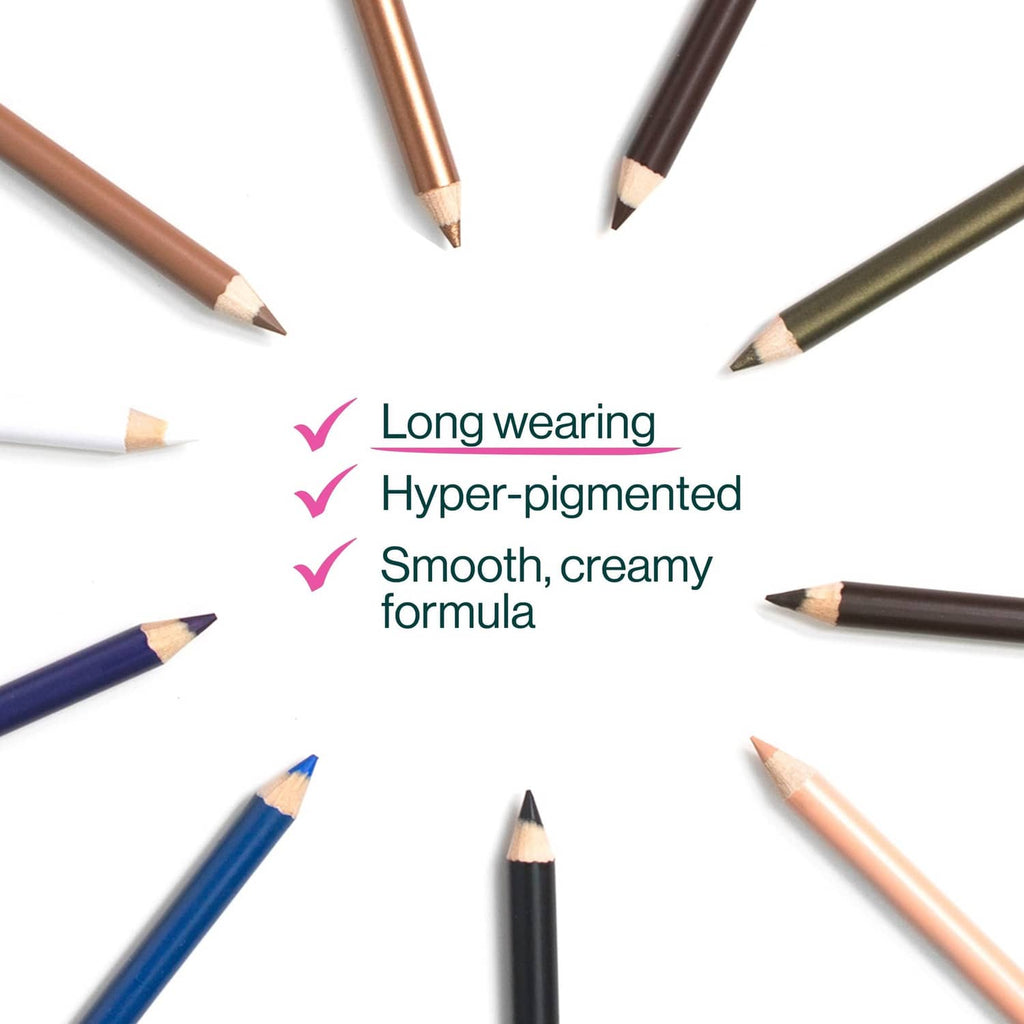 Assorted kohl eyeliner pencils with beige and dark sharpened tips