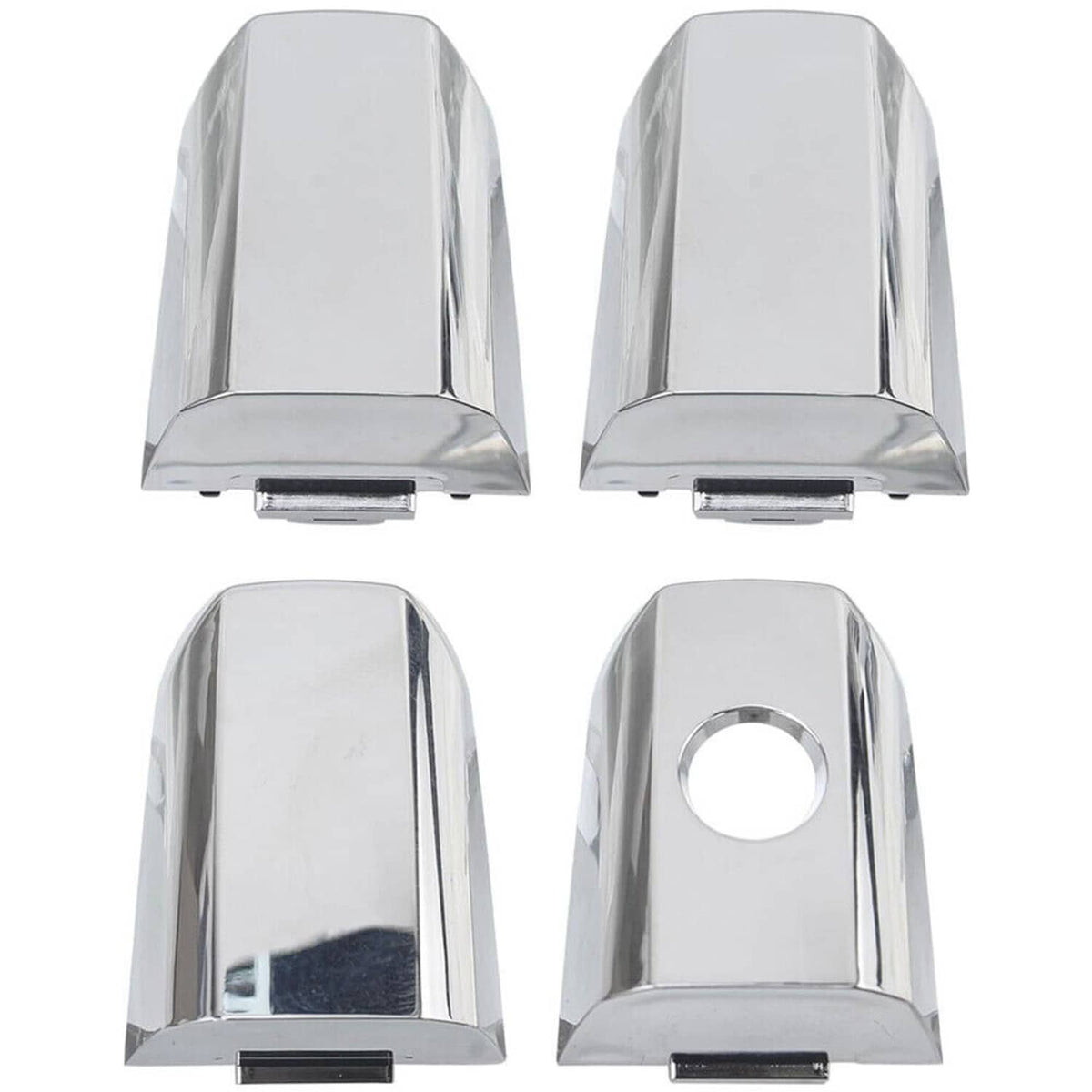 Set of four chrome handle covers with black backing and mounting tabs