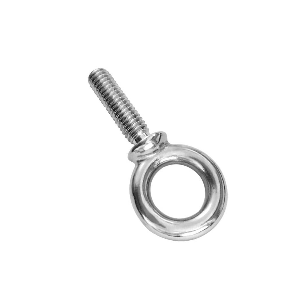 Single silver lifting eye bolt with circular loop and threaded shank
