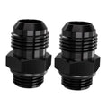 Black AN-style external thread hose fitting adapter, straight coupling with hex base
