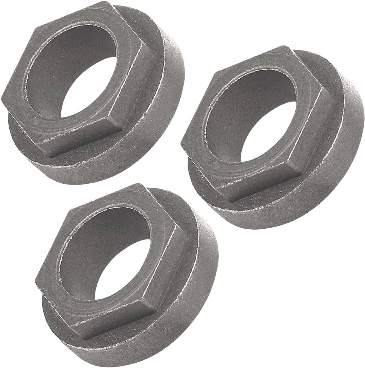 Set of 3 steering shaft bushings, gray hex sleeves with center holes