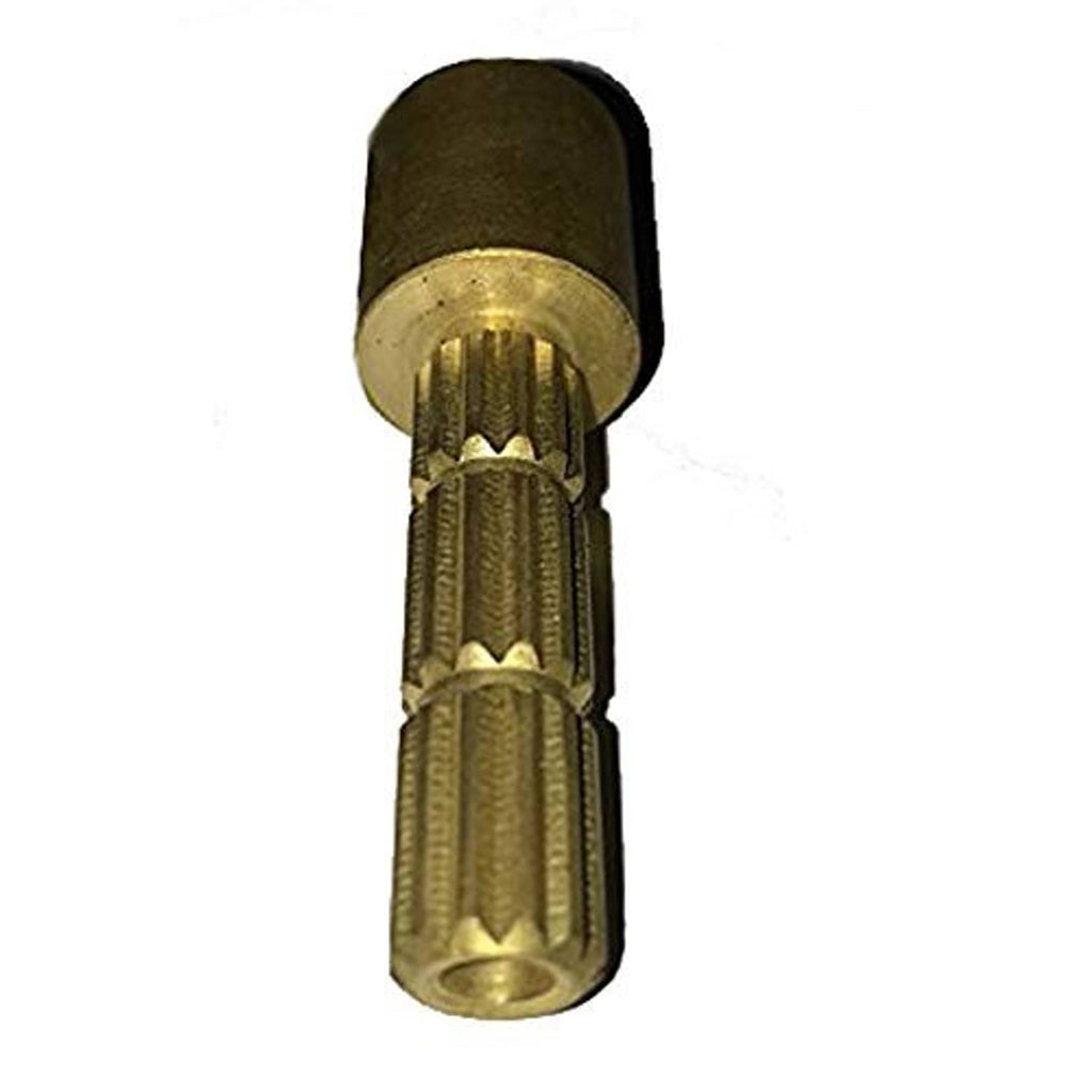 Brass faucet cartridge with black rubber seal and grooved stem