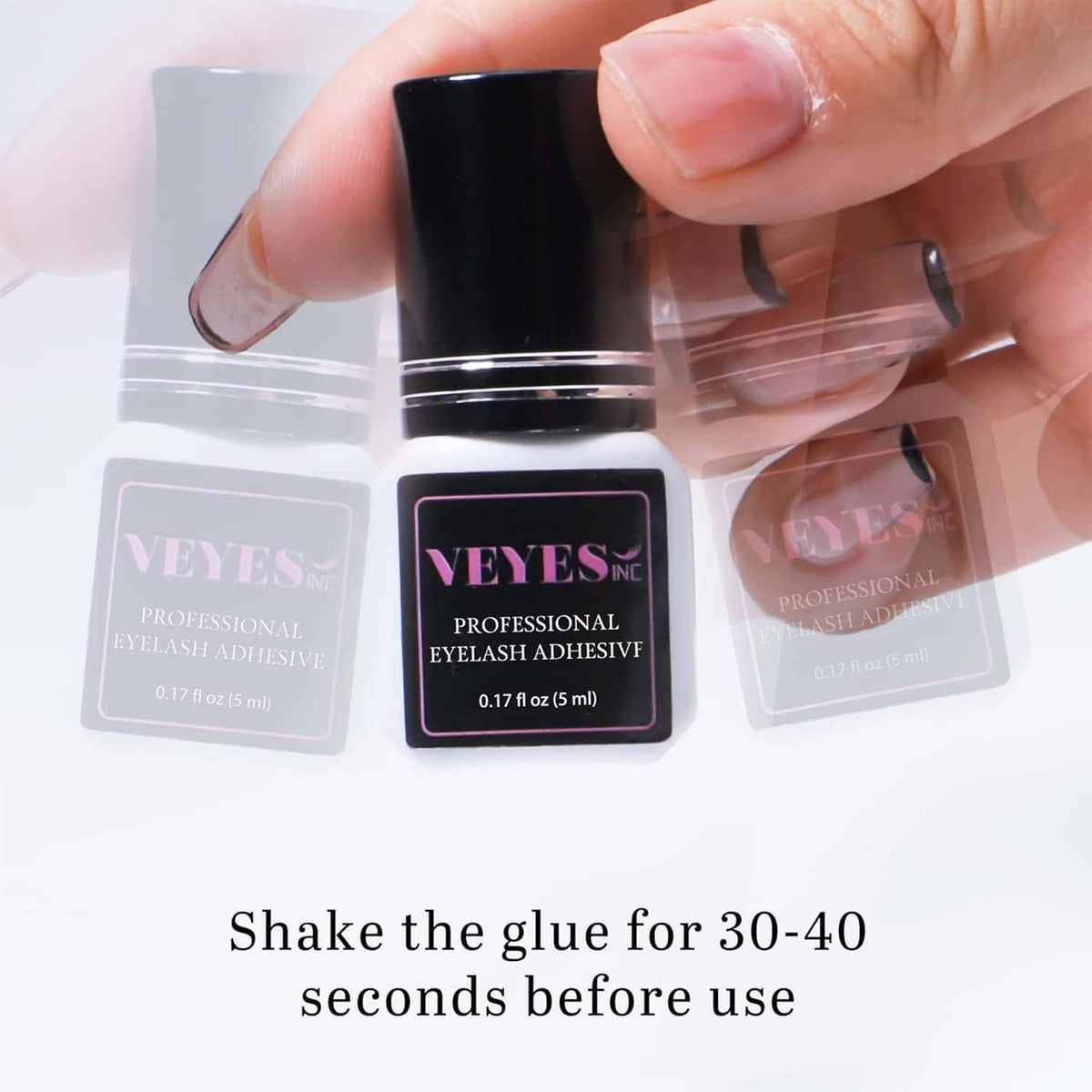 Set of VEYES inc professional eyelash adhesive bottles with black caps, 5 ml