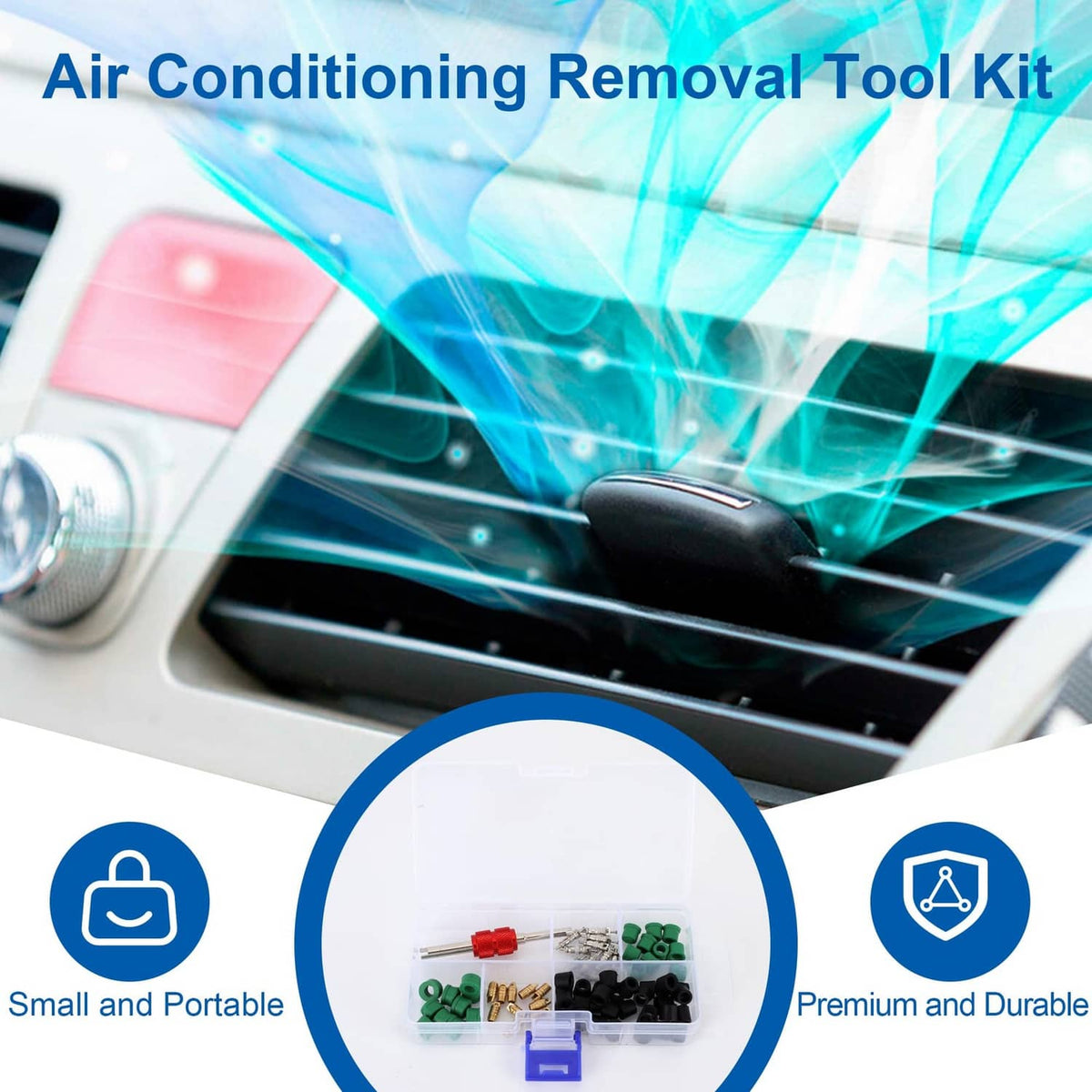 HVAC air conditioner hose gasket repair kit with assorted gaskets in a clear case