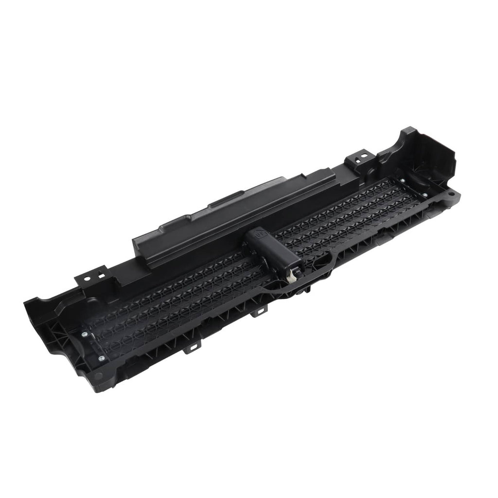 Black upper radiator grille air shutter with honeycomb backing and center actuator